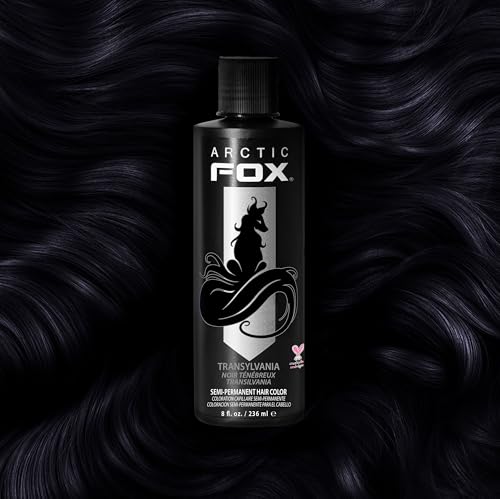 Arctic Fox Semi-Permanent Hair Dye, Vegan & Cruelty-Free, Conditioning, Ammonia-Free, Peroxide-Free, Transylvania Black, Long Lasting Color, For All Hair Types, 8 Fl Oz (Pack of 2)