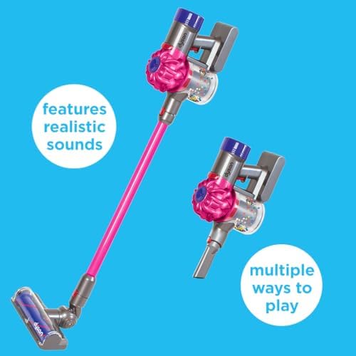 Casdon Dyson Cordless Vacuum Pink | Interactive & Officially Licensed Toy Dyson Vacuum For Children Aged 3+ | Realistic Role-Play Fun!