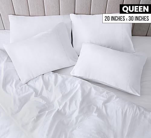 Utopia Bedding Queen Pillow Cases - 12 Pack - Envelope Closure - Soft Brushed Microfiber Fabric - Shrinkage and Fade Resistant Pillow Covers Queen Size 20 X 30 Inches (Queen, White)