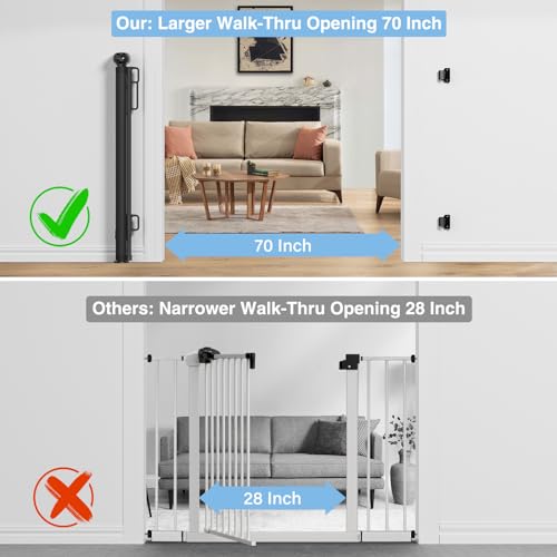 PRObebi Retractable Baby Gates for Stairs, Dog Gate Indoor Extends to 54" Wide 34" Tall, Child Gates for Doorways, Stair Gate Use for Outdoor, Indoor, Hallways, Doorways, Deck, Porch