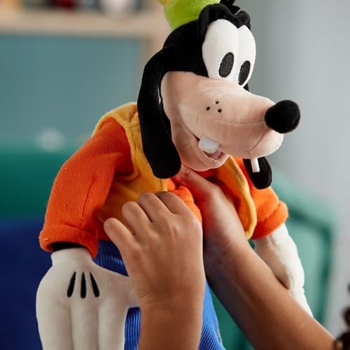 DISNEY STORE Official Goofy Medium Soft Toy for Kids, Cuddly Character with Fuzzy Texture and Embroidered Details, Patched Trousers and Felt Teeth,Disney Plushy Suitable for All Ages.