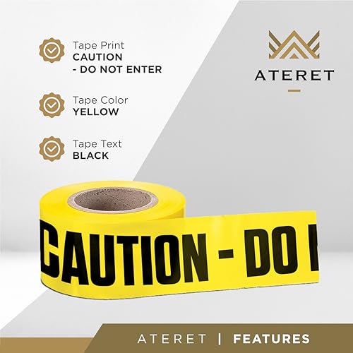 ATERET Premium Caution Do Not Enter Tape 2-Pack, 3 inch x 1000 feet, Hazard Safety Tape for Danger/Hazardous Area, Ideal for Halloween Decorations, Parties, Work-Sites