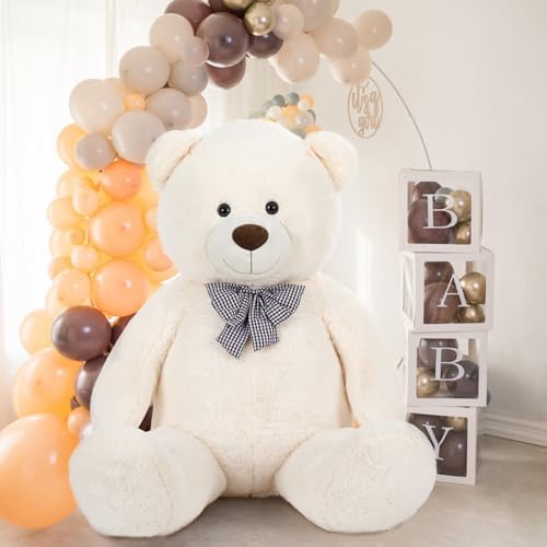 MaoGoLan Giant White Teddy Bear Stuffed Animal 6 Feet,Soft Cuddly Smiling Face Big Life Size Valentines Teddy Bear Plush Gift for Boyfriend Girlfriend,Brithday