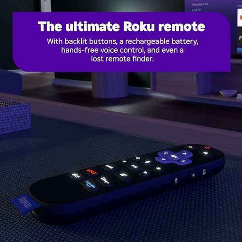 Roku Ultra - Ultimate Streaming Player - 4K Streaming Device for TV with HDR10+, Dolby Vision & Atmos - Bluetooth & Wi-Fi 6- Rechargeable Voice Remote Pro with Backlit Buttons - Free & Live TV