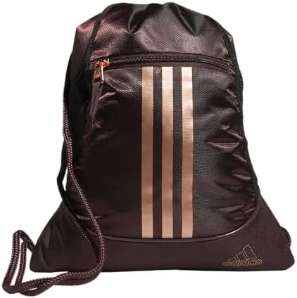 adidas Alliance Sackpack, Drawstring Backpack, Lightweight Small Gym Bag for Women and Men, Shadow Brown/Rose Gold, One Size