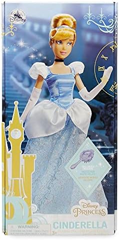 Disney Store Official Disney Princess Classic Doll (Cinderella), 11 Inches, Includes Brush with Molded Details, Fully Posable Toy in Classic Outfit - Disney Princess Toys for Girls