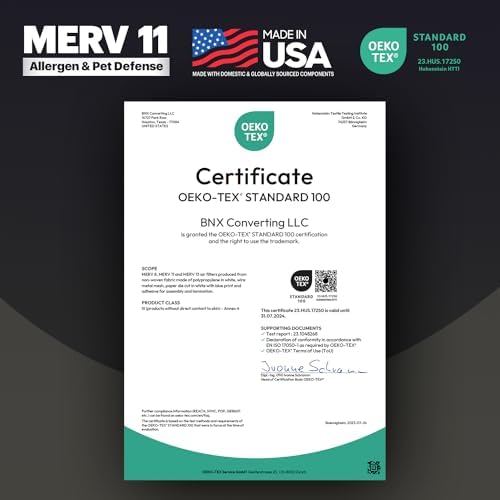 BNX TruFilter 18x24x1 Air Filter MERV 11 (6-Pack) - MADE IN USA - Allergen Defense Electrostatic Pleated Air Conditioner HVAC AC Furnace Filters for Allergies, Dust, Pet, Smoke, Allergy MPR 1200 FPR 7