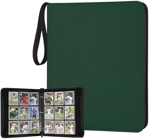 9 Pocket Card Binder, Premium Zip Trading Card Binder, 720 Double Sided Pocket PU Card Collection Binder, Collector Card Album, Card Folder for MTG, TCG, Sports Cards, Game Cards (DARK GREEN)