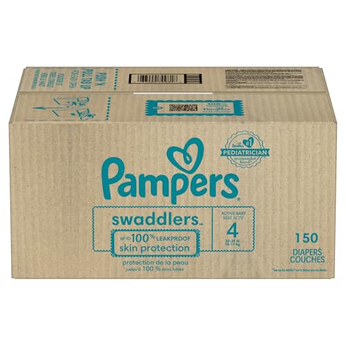 Pampers Baby Diapers - Swaddlers - Size 4, 150 Count, Ultra Absorbent Disposable Infant Diaper