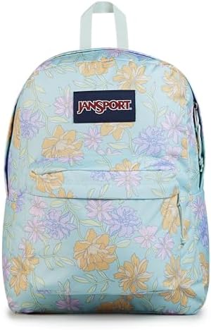 JanSport SuperBreak One Backpack - Durable, Lightweight Bookbag with 1 Main Compartment, Front Utility Pocket with Built-in Organizer - Premium Backpack, Faded Floral Fresh Mint