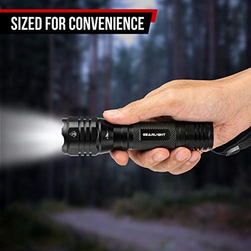 GearLight S1050 LED Flashlight High Lumens - for Camping, Hiking, Dog Walking - Powerful Emergency Flashlights with 3 Modes for Outdoor Use - Bright Flashlight - 2 Pack, (Batteries Not Included)