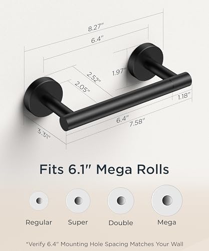 FORIOUS Toilet Paper Holder Wall Mount, Stainless Steel Rustproof Double Post Pivoting Tissue Roll Holder for Bathroom, Commercial Toilet Paper Dispenser, Matte Black