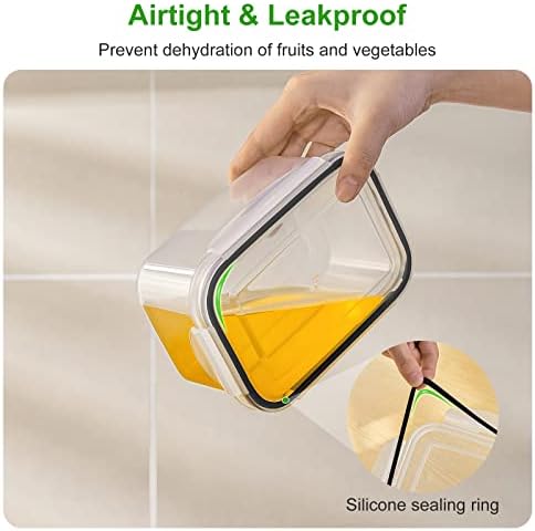 5 PCS Large Fruit Containers for Fridge - Leakproof Food Storage Containers with Removable Colander - Dishwasher & microwave safe Produce Containers Keep Fruits, Vegetables, Berry, Meat Fresh longer
