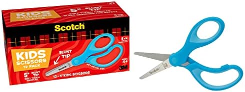 Scotch 5" Soft Touch Blunt Kid Scissors, Purple, 12 Count Teacher's Pack, Ideal for school supplies and classroom projects