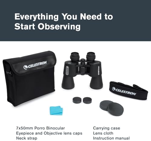 Celestron - Cometron 7x50 Astronomy Binoculars – Entry-Level for Stargazing and Comet Watching – Large 50mm Objective Lenses – Wide 6.6° Field of View – Multi-Coated Optics