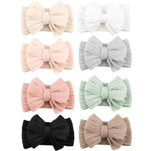 Niceye Handmade Baby Headbands Soft Stretchy Nylon Hair Bands with Bows for Newborn Infant Baby Toddler