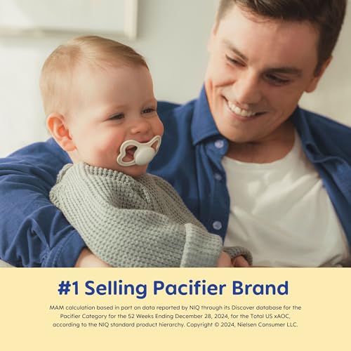 MAM Air Day & Night Baby Pacifier, for Sensitive Skin, Glows in The Dark, 16+ Months, Baby Boy, 4 Count