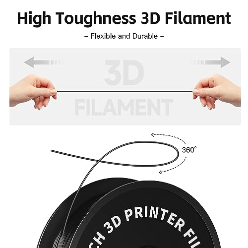 Geeetech 3D Printer Filament, PLA Filament 1.75mm Bundle 2kg for 3D Printer, Dimensional Accuracy +/- 0.02 mm (Black 2-Pack)