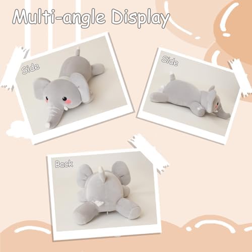 SQEQE Weighted Elephant Plush, Weighted Elephant Stuffed Animal, Cute Plushies Soft Pillow Toy Gift for Kids Adults 13.8 Inch, 1.6 Lbs