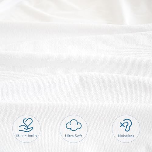 Full Extra Long (XL) Mattress Protector 100% Waterproof Full XL Sheets Fitted up to 14'' Depth Ultra Soft Terry Full XL Mattress Topper Cover Noiseless & Breathable, Machine Washable