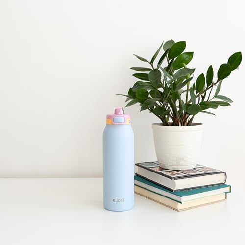 Ello Pop & Fill Stainless Steel Water Bottle with Quick Fill Technology, Double Walled Vacuum Insulated Metal, Leak Proof Locking Lid, Sip & Chug, BPA Free, Holiday Gift for Him Her, 22oz, 32oz, 40oz