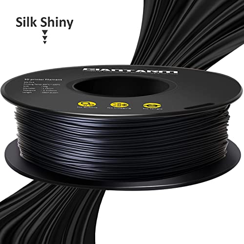 GIANTARM 3D Printer Filament, Silk Black Pla Filament, 1Kg(2.2lbs) Spool, 1.75mm Dimension Accuracy +/- 0.03mm, 3D Printing Filament