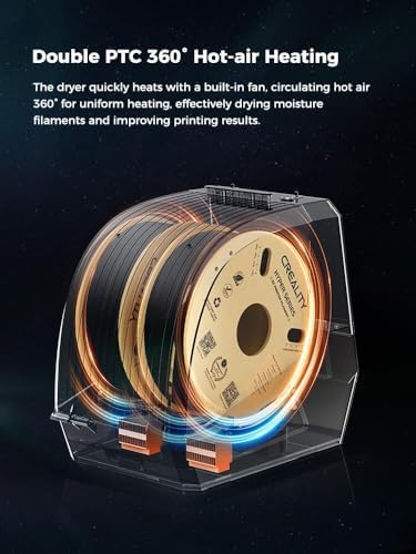 Creality Space Pi Filament Dryer Plus, 2 Spools Filament Storage Box, Double 360° Heating Drying with Fan&Touch Screen, 3D Printer Filament Spool Holder, Dehydrator 1.75/2.85/3mm PLA PETG ABS TPU
