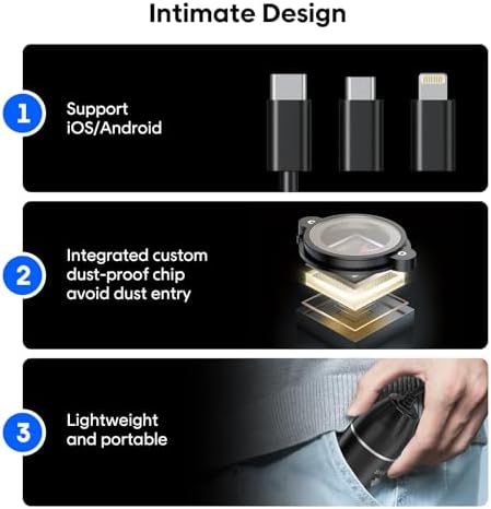 USB Digital Microscope, 50x-1600x Magnification Handheld, 1440P HD 8 LED Lights, Portable Pocket, Compatible with iOS and Android Devices, 2MP Magnifier Microscopes Camera (321P with Stand)