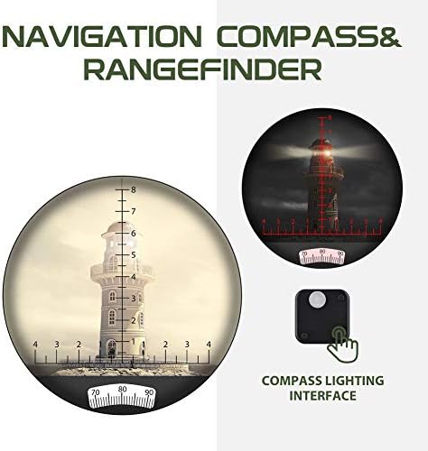 Hooway 7x50 Waterproof Floating Marine Binocular w/Internal Rangefinder & Compass for Navigation,Boating,Bird Watching and More(Army Green