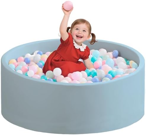 Ball Pit for Toddlers 35.43''x11.81 Baby Ball Pits Soft Memory Foam Ball Pit Round Kids Ball Pit Indoor Game Kids Play Ball Pool Ideal Gift for Girls and Boys (Lightblue, NO Balls)