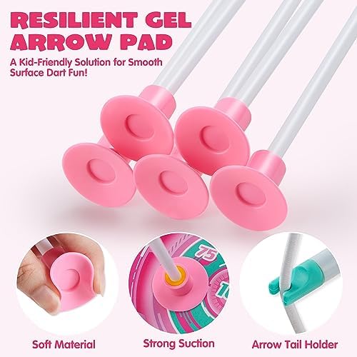 JOYIN Pink Bow and Arrow Set for Girls, LED Light Up Archery Toy Set with 9 Suction Cup Arrows, Target & Arrow Case, Christmas Indoor Outdoor Activity Toy for Kids Girls Ages 3-12