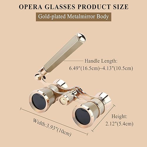 Aroncent Opera Glasses Binoculars 3X25 Theater Glasses Mini Binocular Compact with Handle for Adults Kids Women in Opera Musical Concert