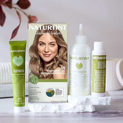 Naturtint 8N Wheat Germ Blonde Permanent Hair Color (Pack of 6), Ammonia Free, Vegan, Cruelty Free, up to 100% Gray Coverage, Long Lasting Results (Packaging may vary)