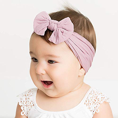 CÉLLOT 20 Colors Super Stretchy Soft Knot Baby Girl Headbands with Hair Bows Nylon Head Wrap For Newborn Baby Girls Infants Toddlers Kids