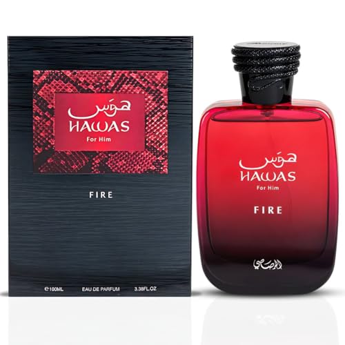 RASASI Hawas Fire For Him Eau De Parfum Spray 100ML (3.4 OZ) Ignite Your Inner Passion With A Bold And Fiery Essence & Experience A Long Lasting, Luxurious Masculine Scent. (PACK OF 3)