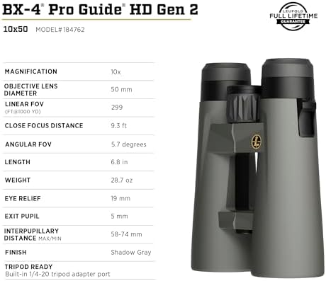 Leupold BX-4 Pro Guide HD Binoculars, 10x50mm Gen 2 (184762)