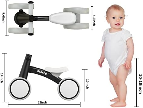 SEREED Baby Balance Bike for 1 Year Old Boys Girls 12-24 Month Toddler Balance Bike, 4 Wheels Toddler First Bike, First Birthday Gifts