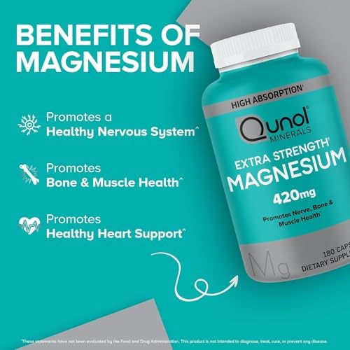 Qunol CoQ10 100mg Softgels, 3X Better Absorption 4 Month Supply + 120 Count Magnesium Glycinate Capsules 420mg, High Absorption Magnesium Supplement, 180 Count