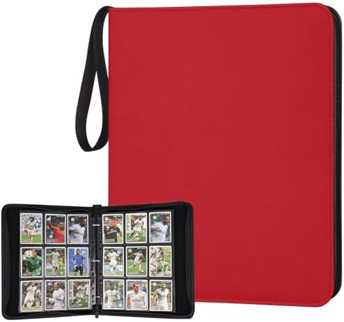 9 Pocket Card Binder, Premium Zip Trading Card Binder, 720 Double Sided Pocket PU Card Collection Binder, Collector Card Album, Card Folder for MTG, TCG, Sports Cards, Game Cards (RED)