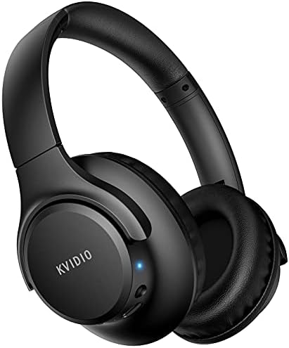 KVIDIO Bluetooth Headphones Over Ear, 65 Hours Playtime Wireless Headphones with Microphone, Foldable Lightweight Headset with Deep Bass, HiFi Stereo Sound Low Latency for Travel Work Cellphone