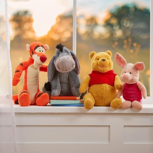 DISNEY STORE Official Pooh Medium Soft Toy for Kids, Cuddly Character with Fuzzy Texture and Embroidered Details, Red T-Shirt, Disney Plushy Suitable for All Ages.