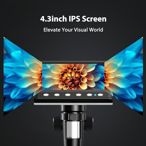 Hayve 4.3'' IPS Coin Microscope, 1000X Magnification Digital Microscope for Adults,Coin Collection Supplies with 8 Adjustable LEDs,Windows Compatible,32GB TF Card