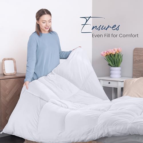Utopia Bedding Comforters Queen Size, All Season Duvet Insert, Down Alternative Box Stitched Bed Comforter with Corner Tabs, Machine Washable (White)