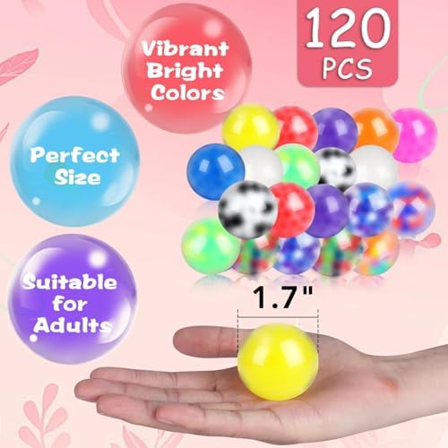 120 Pack Fidget Stress Balls for Adults, Bulk Squishy Squeeze Fidget Balls, Anxiety and Stress Relief Ball for Adults, Birthday Gift, Party Favors and Goodie Bag Stuffers