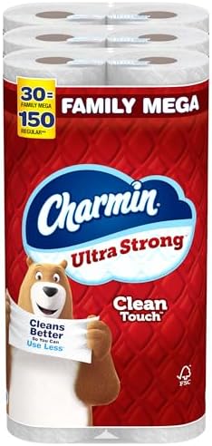 Charmin Ultra Strong Clean Touch Toilet Paper, 30 Family Mega Rolls = 150 Regular Rolls