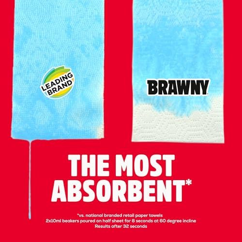 Brawny Tear-A-Square 3-Ply Paper Towels, 12 XL Family Rolls = 30 Regular Rolls, Strong, Absorbent, and Durable with 3 Sheet Sizes (Quarter, Half, Full)