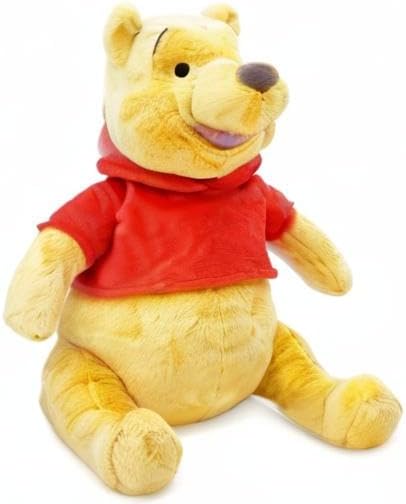 DISNEY STORE Official Pooh Medium Soft Toy for Kids, Cuddly Character with Fuzzy Texture and Embroidered Details, Red T-Shirt, Disney Plushy Suitable for All Ages.