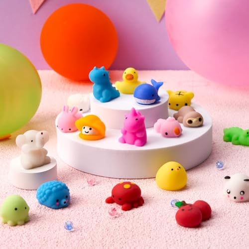 JOYIN Mochi Squishy Toy Set, 50 Pack Mini Squishy Mochi, Party Favors for Kids, Kawaii Stress Relief Toys, Basket Stuffers, Goodie Bags Fillers, Birthday Gifts, Classroom Prizes