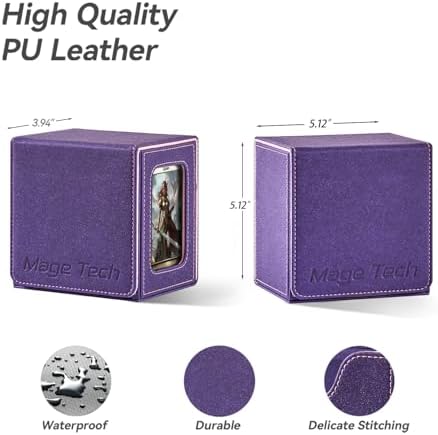 Card Deck Box for MTG Commander - Patented Design, Commander Display, Fits 100 Double-Sleeved Cards, 35pt Card Brick & Dice Tray - Purple/Pink