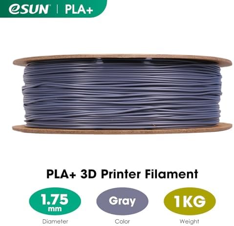 eSUN PLA+ Filament 1.75mm, 3D Printer Filament PLA Plus, Dimensional Accuracy +/- 0.03mm, 1KG Spool (2.2 LBS) 3D Printing Filament for 3D Printers, Grey